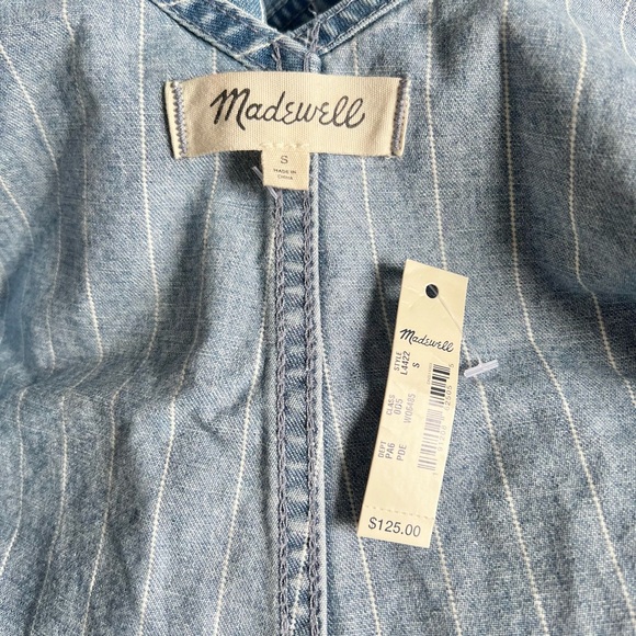Madewell-Pinyon Shorts Overalls-Pinstripe Denim-Boxy Fit-Size S-NWT - Picture 6 of 7
